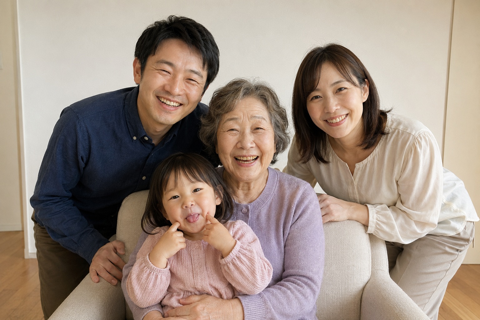 4人そろっての家族写真