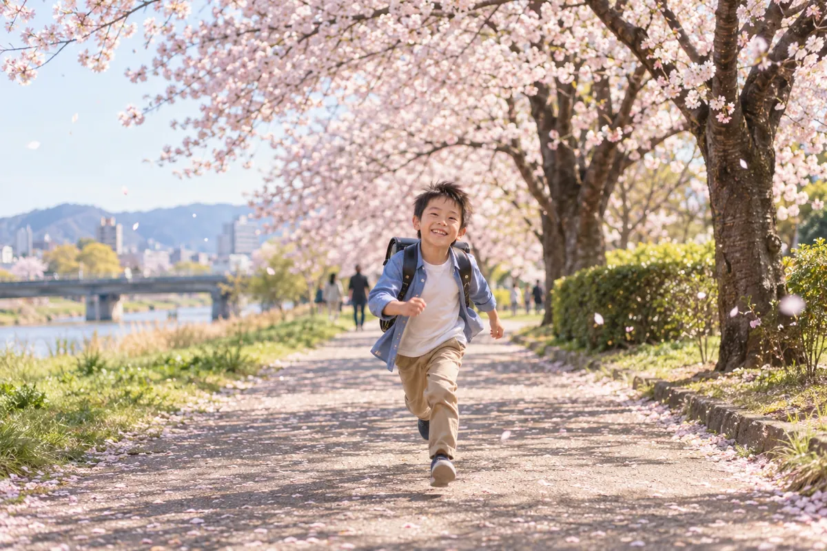 春。小学3年生になった長男そうた