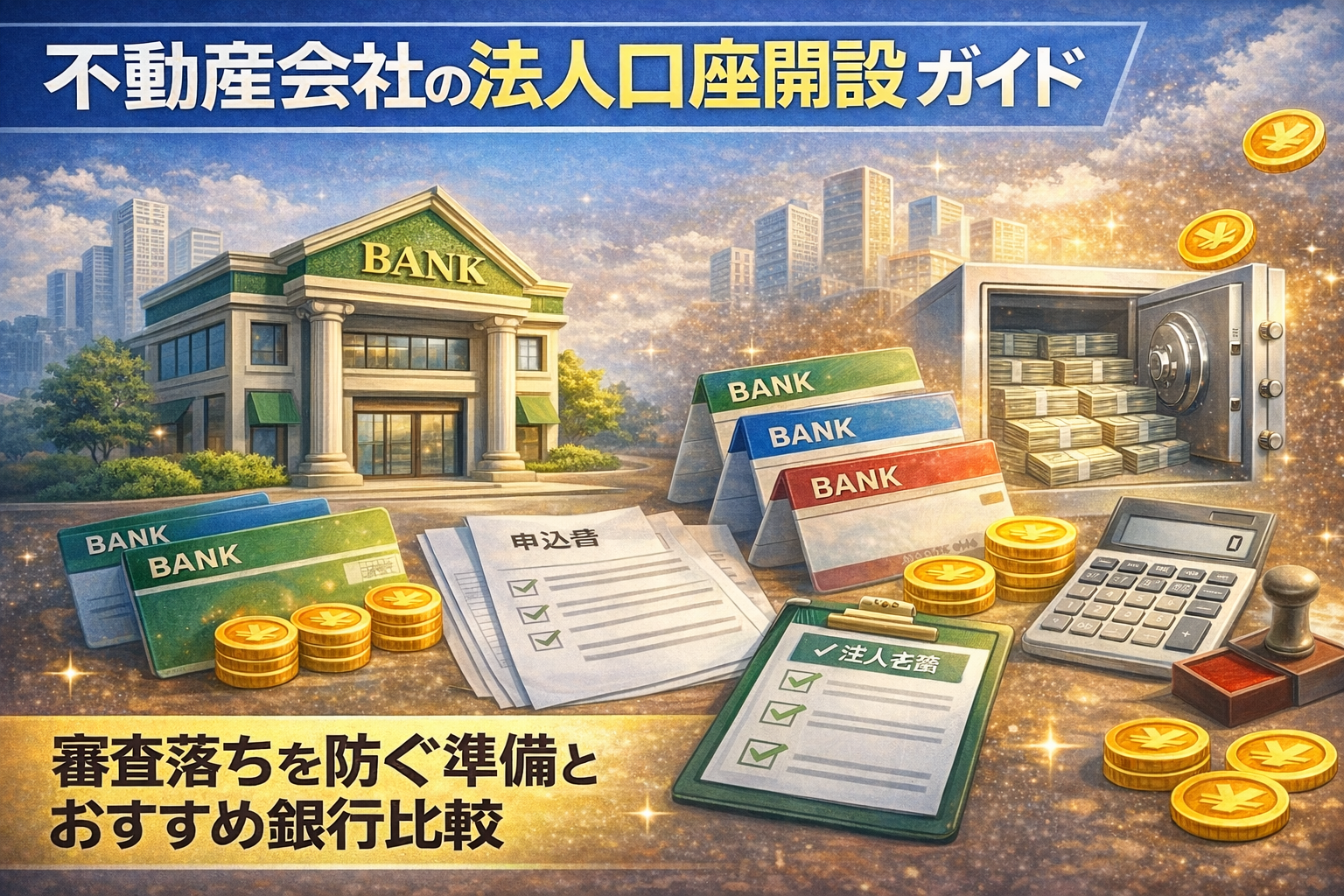 審査落ちを防ぐ準備と銀行比較を説明するイメージ