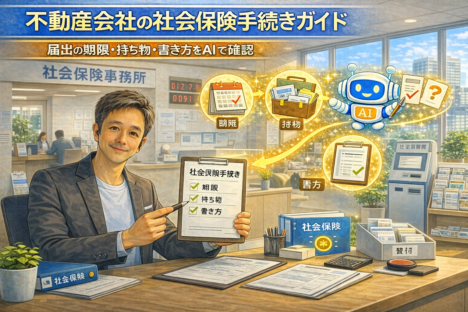 社会保険の加入手続きをするイメージ