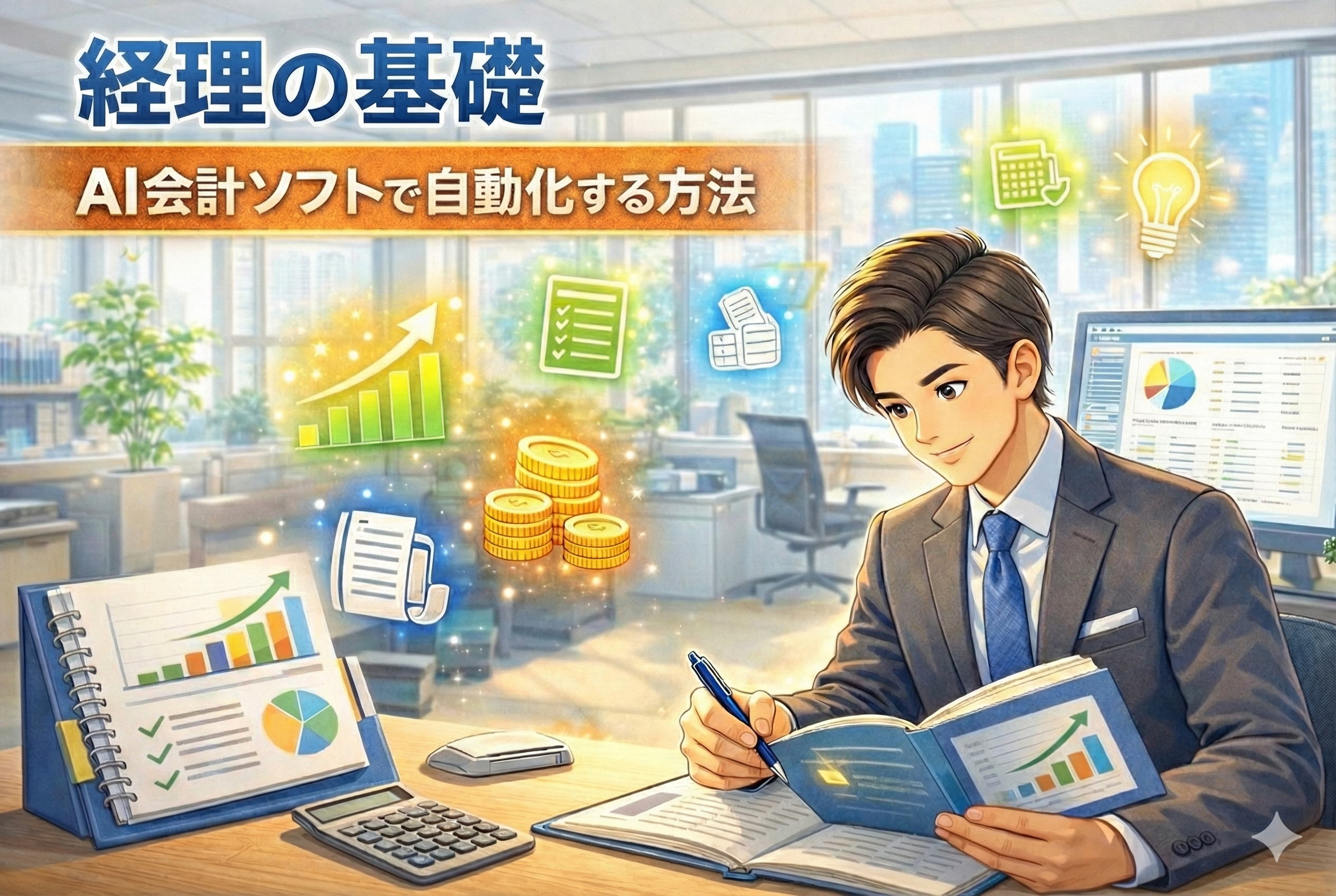 経理の基礎を身に着けている様子