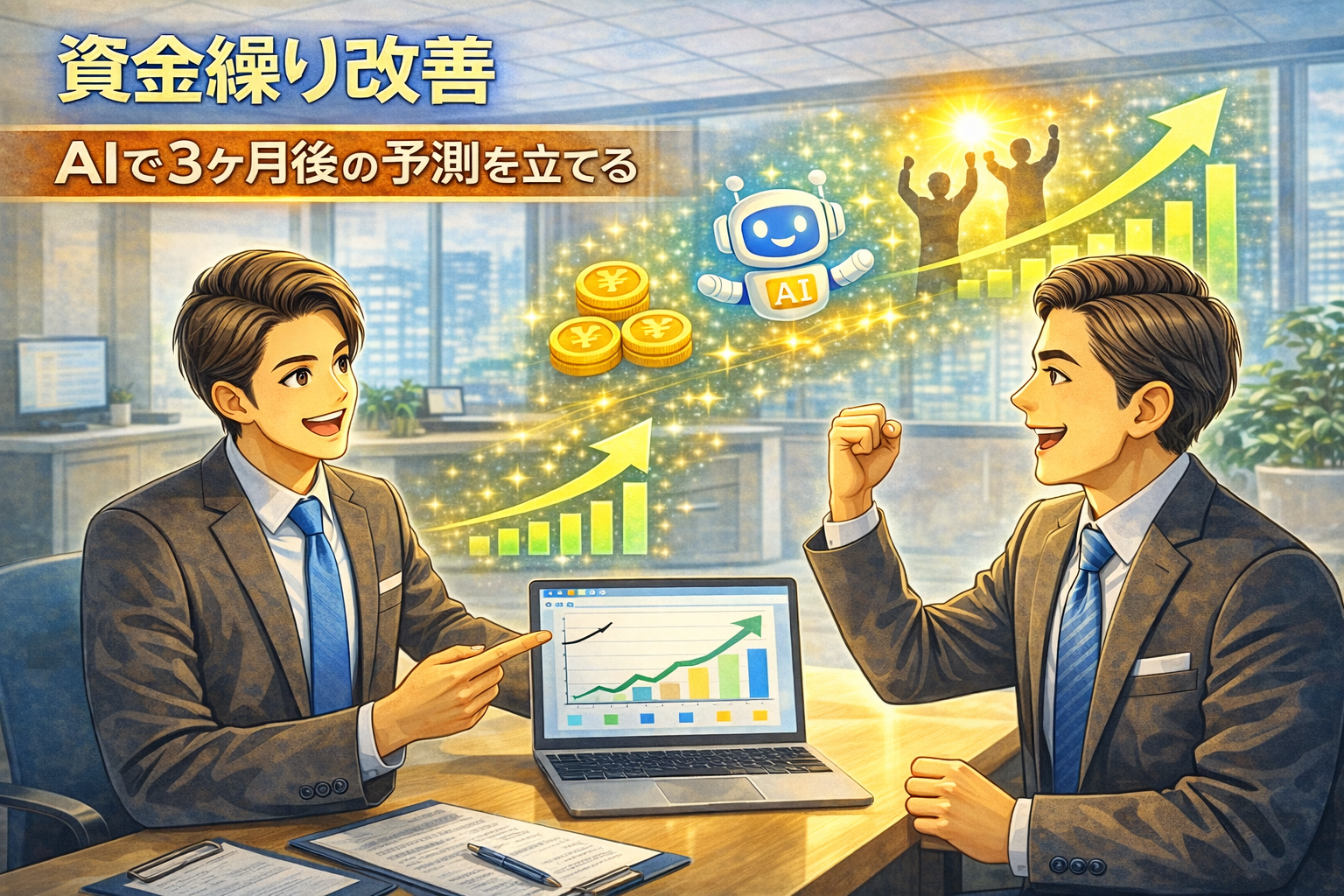 不動産会社の社長が税理士と資金計画について相談している様子