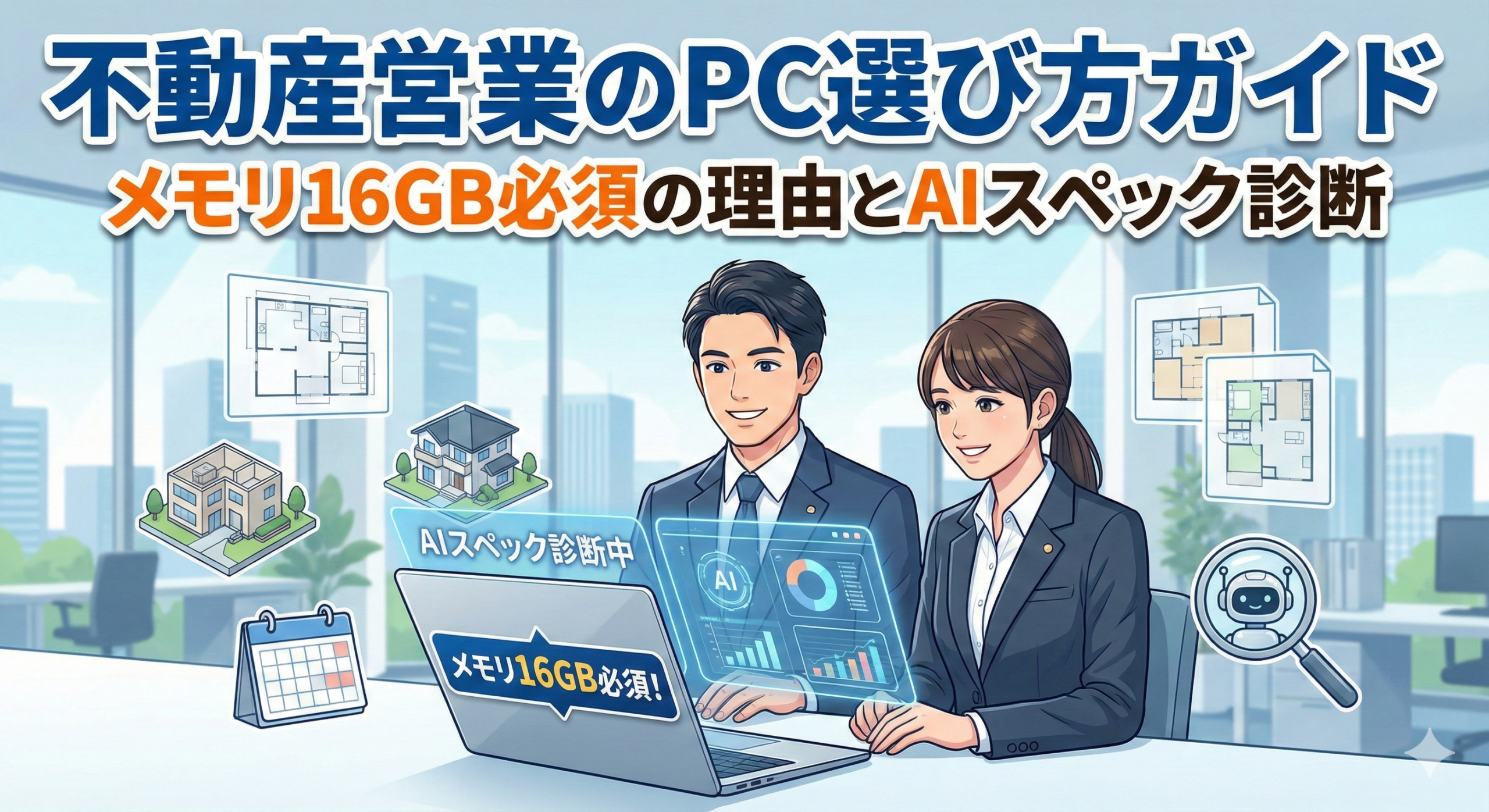 不動産営業のPC選び方を解説するイメージ