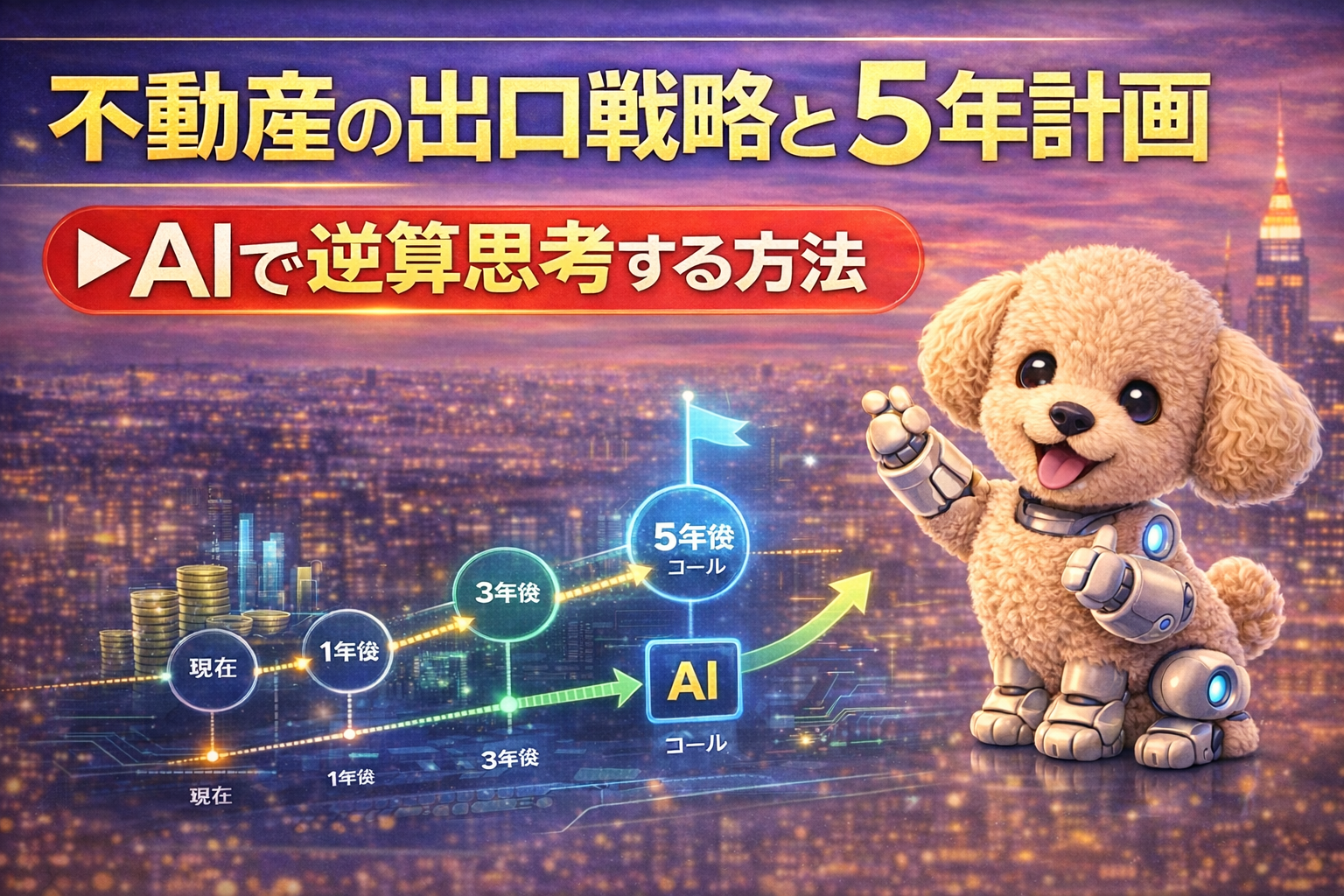不動産の出口戦略と5年計画を解説するイメージ