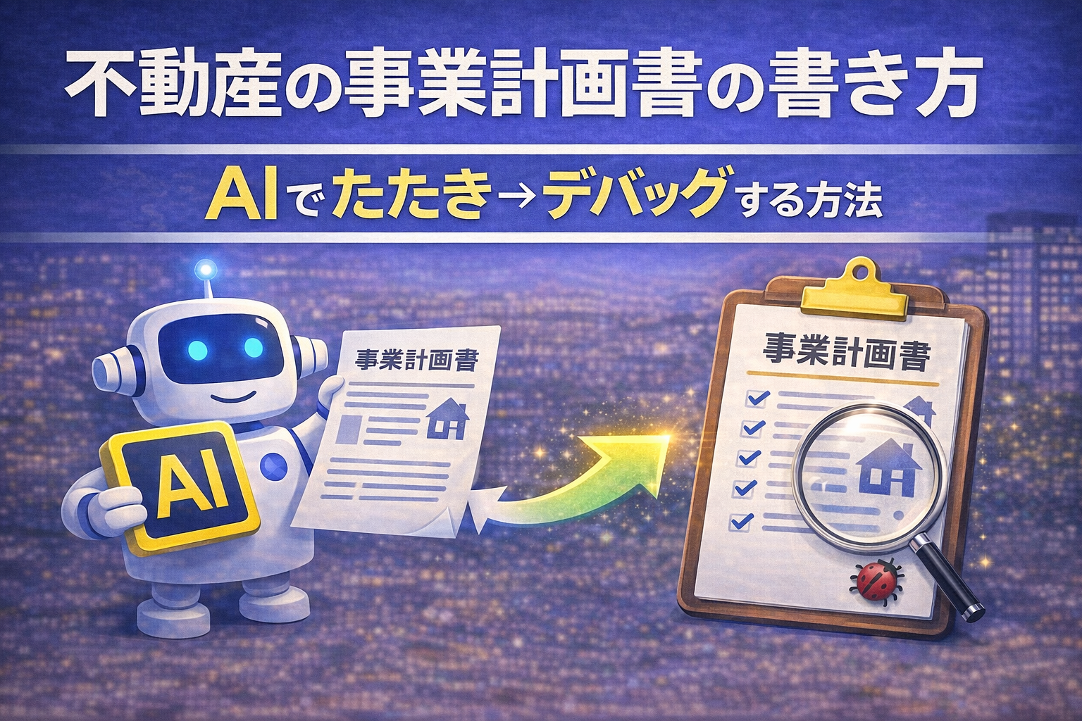 不動産の事業計画書の書き方を説明するイメージ