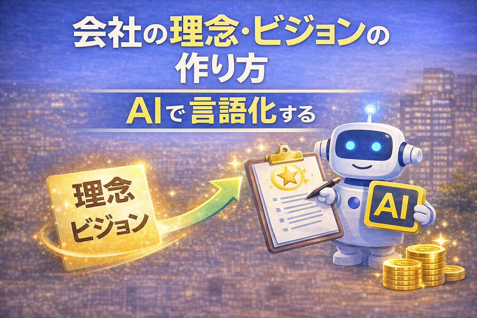 会社の理念・ビジョンについて解説するイメージ