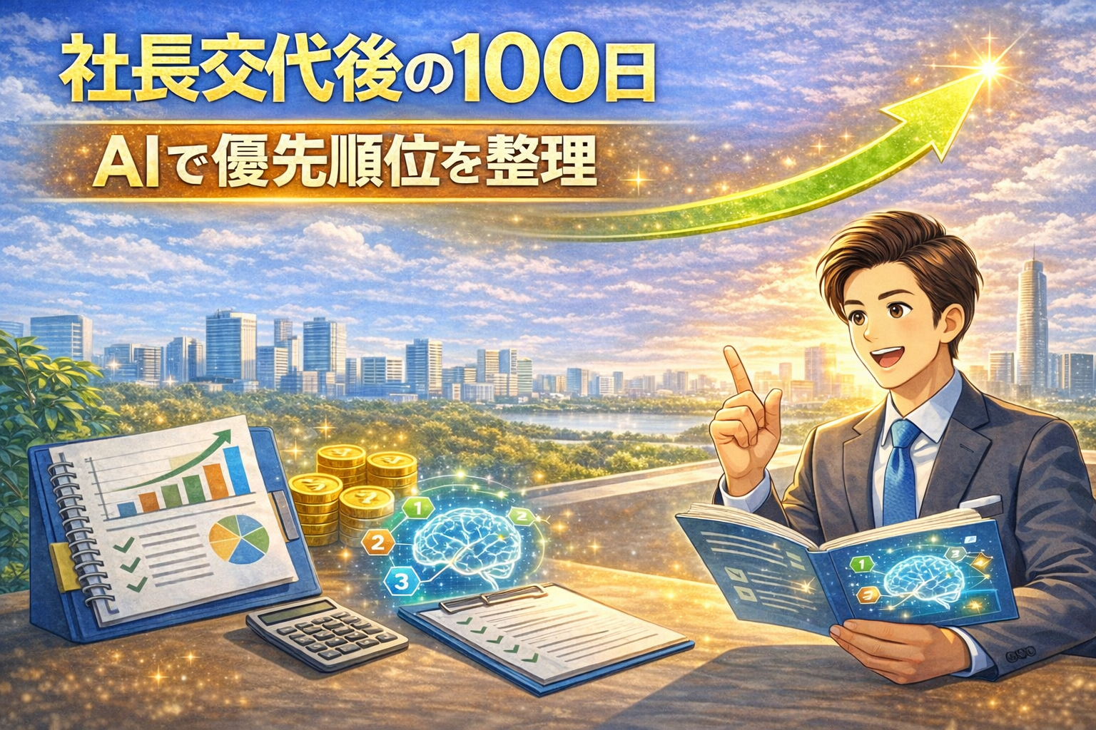 社長としての過ごしかを計画立てている様子