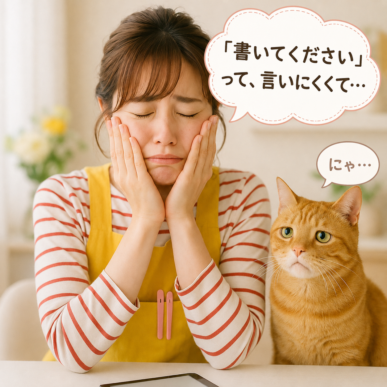 「書いてください」が言いにくくて手が止まるみさき