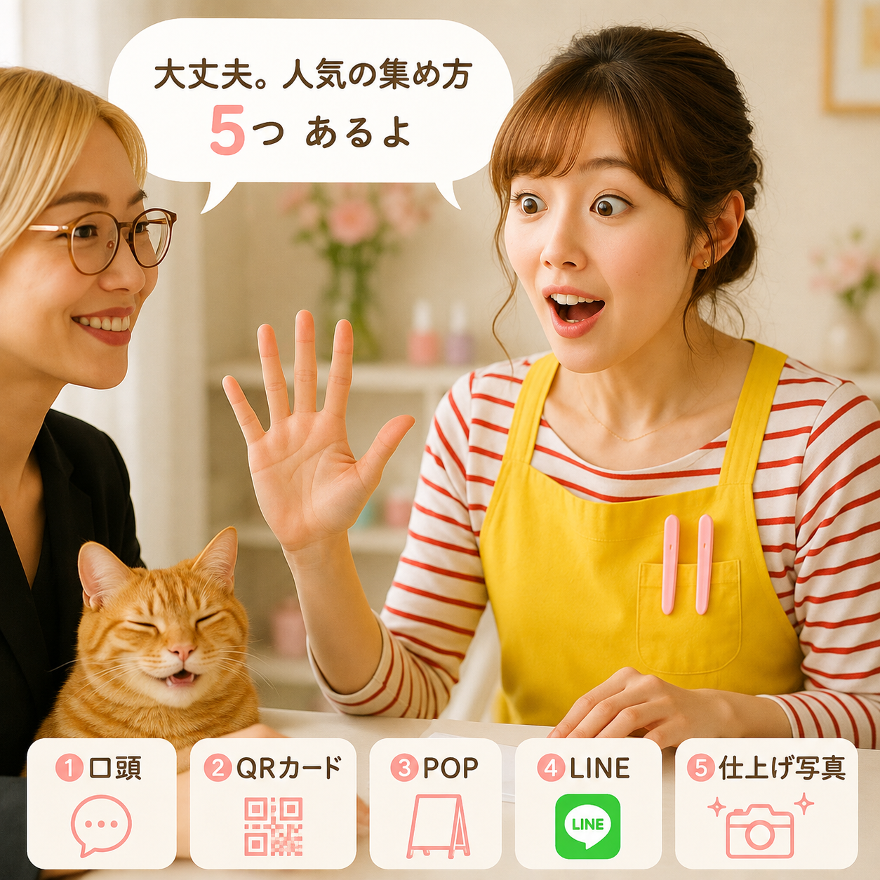 集め方は5つある、と示す涼子先輩