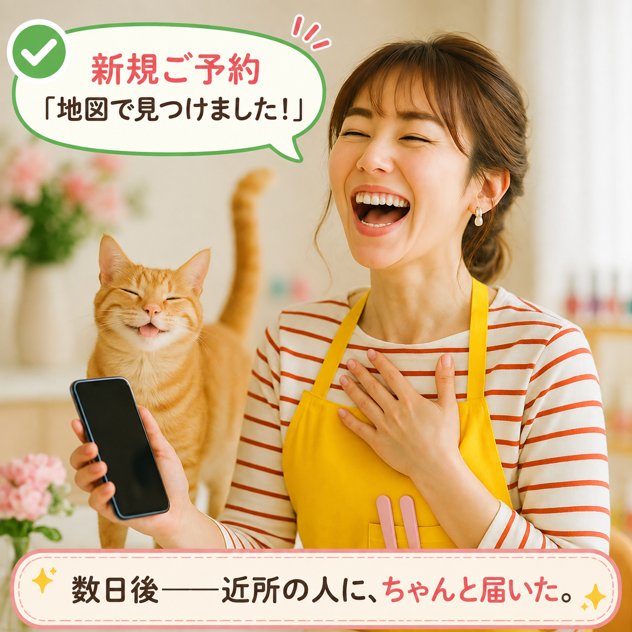 地図で見つけましたという新規予約が入り、喜ぶみさきとあんず