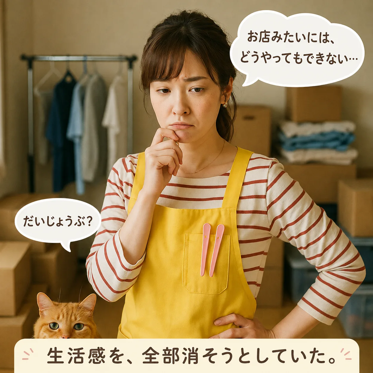 物置状態の部屋を見回して、途方に暮れるみさき