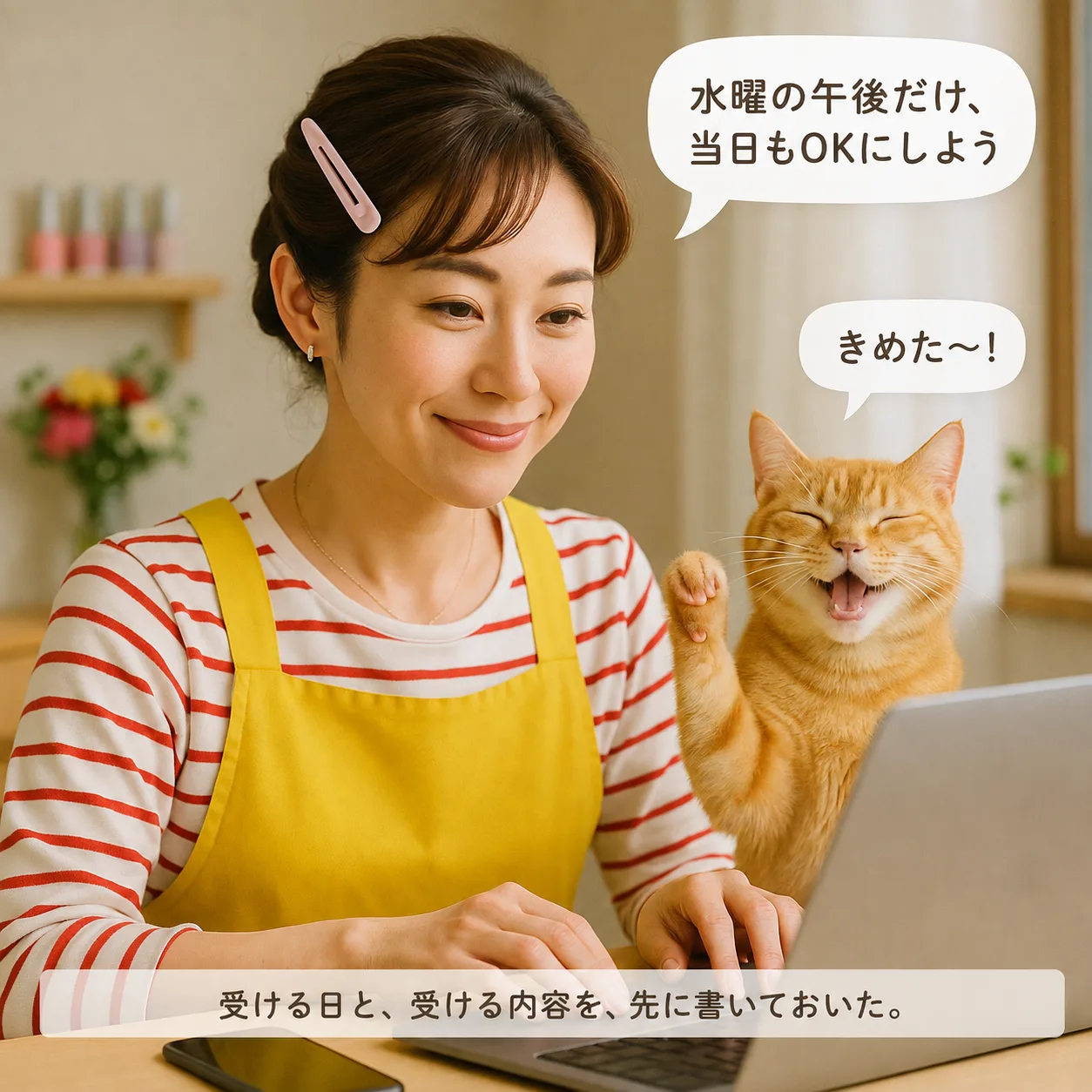 予約ページに締切を書き込むみさき