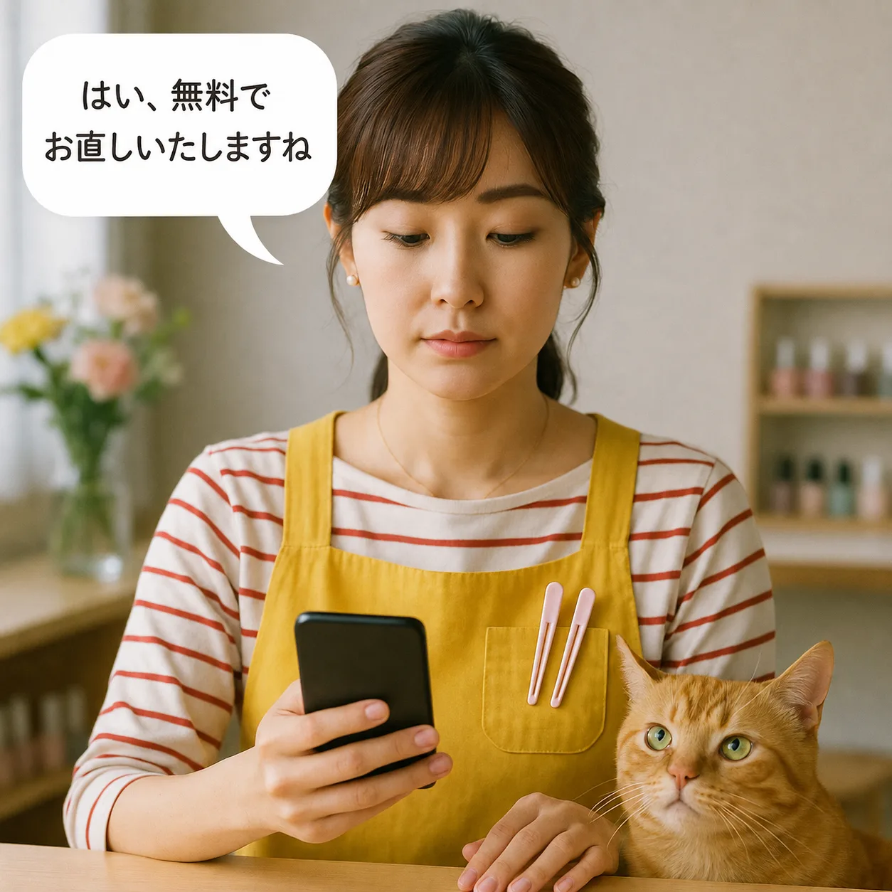 お直しの連絡を見て考え込むみさき
