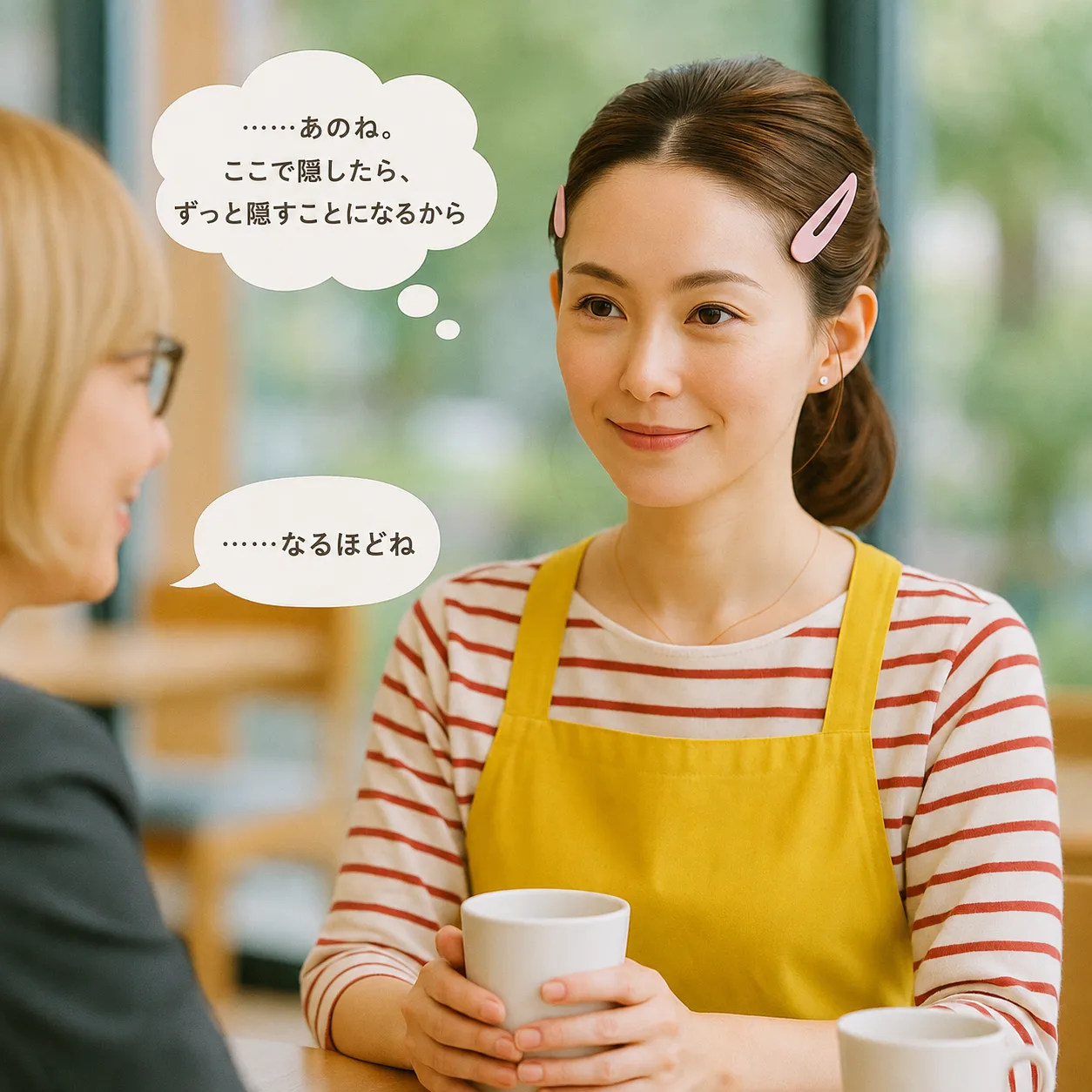 理由を話すみさきと、納得する涼子先輩