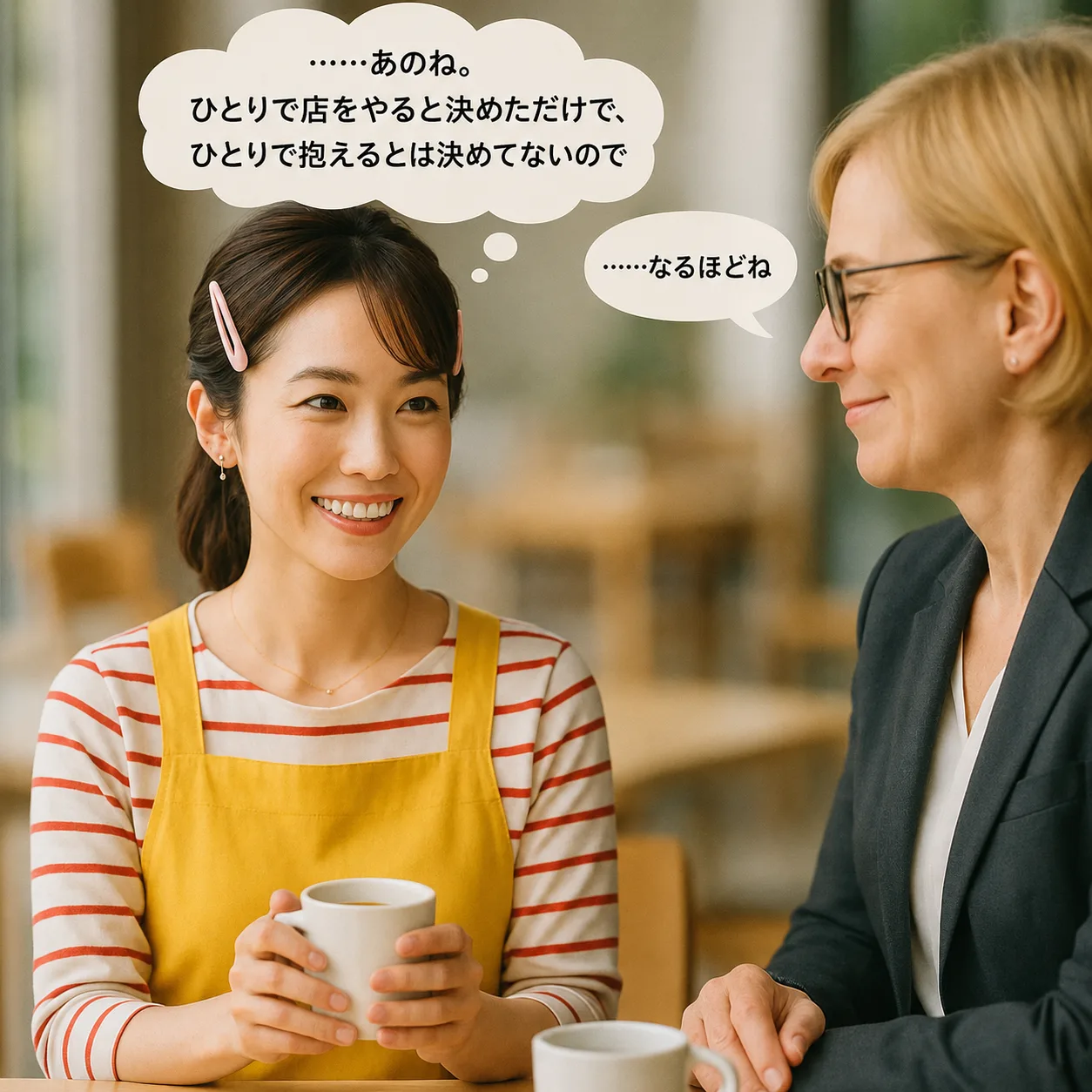 理由を話すみさきと、納得する涼子先輩