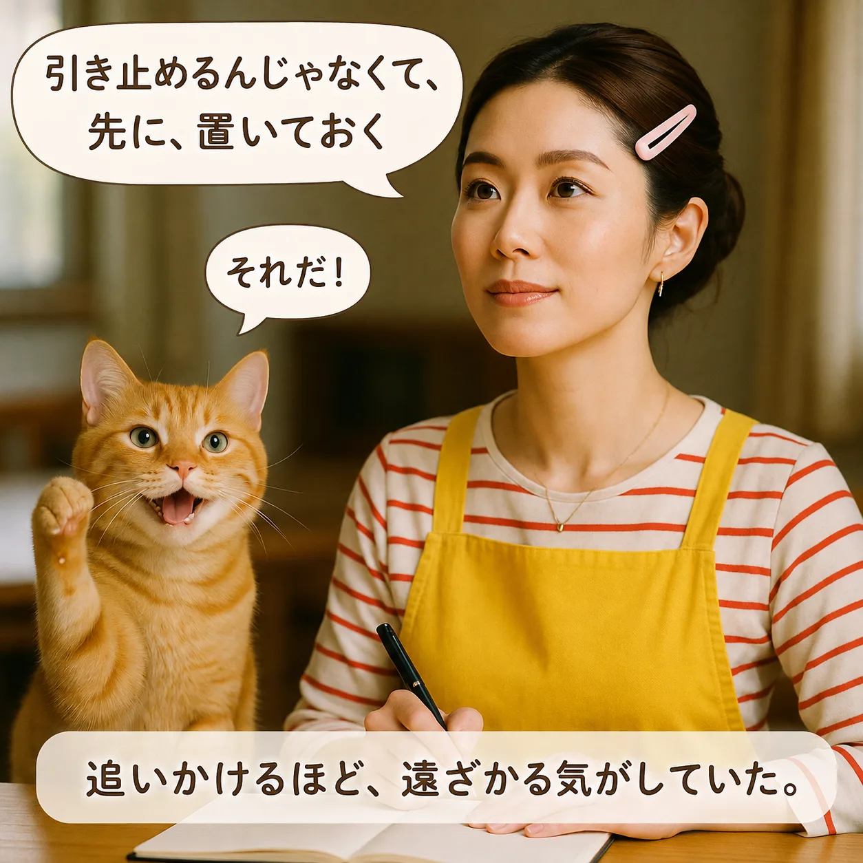 ノートに次回の目安を書き込むみさき