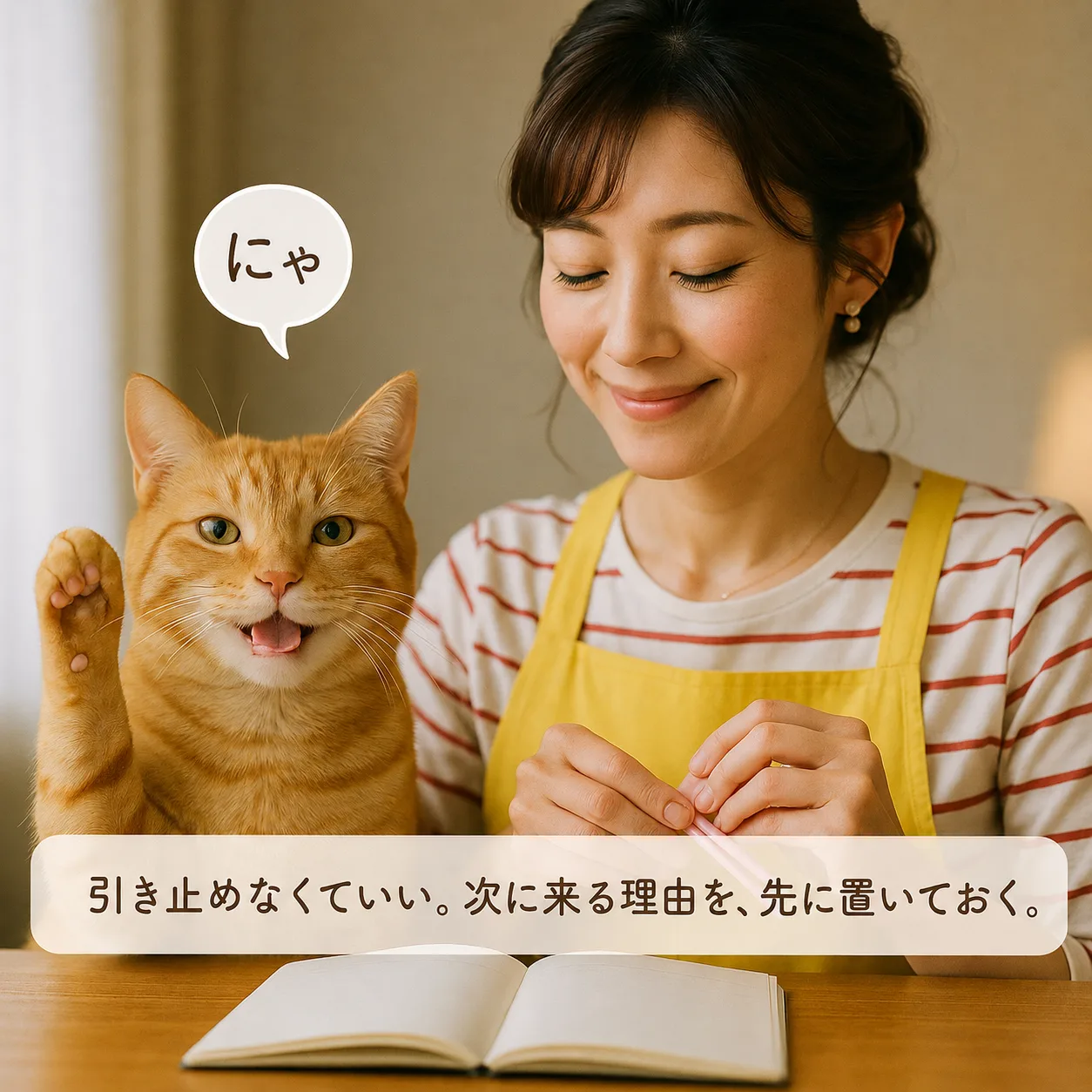 ノートを覗き込むあんず