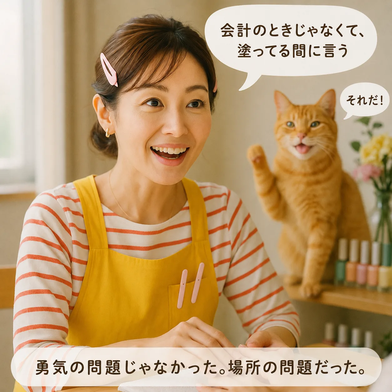 施術しながら次回の時期を伝えるみさき