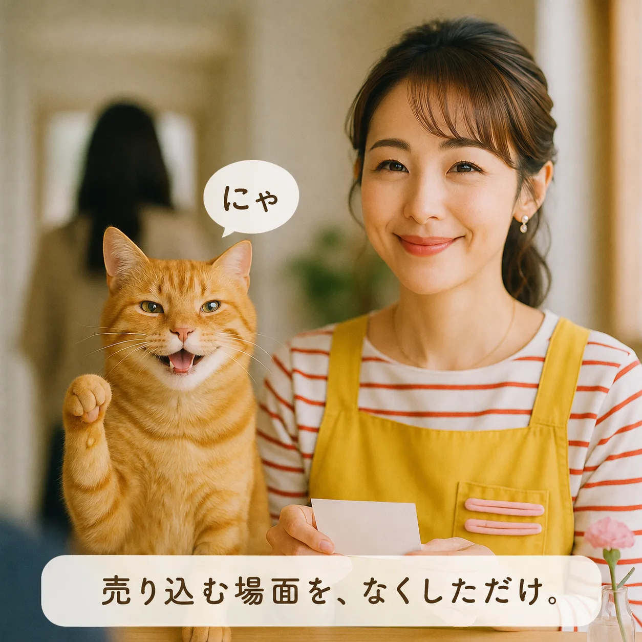 カードを渡して見送るみさきとあんず