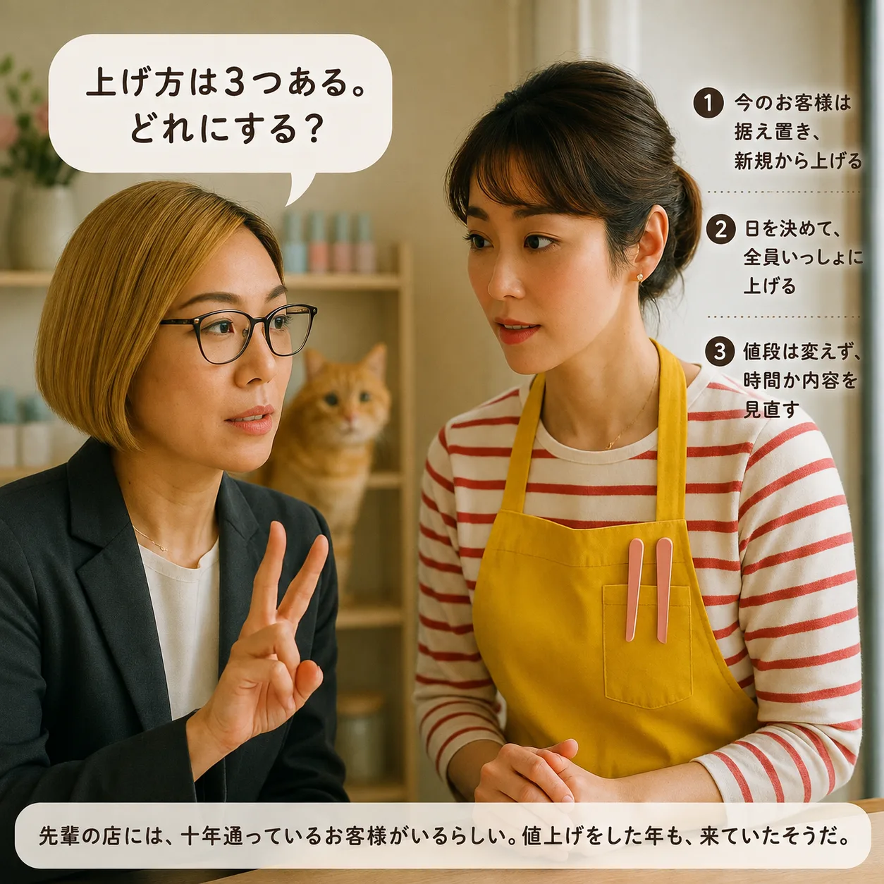 3つの上げ方を示す涼子先輩
