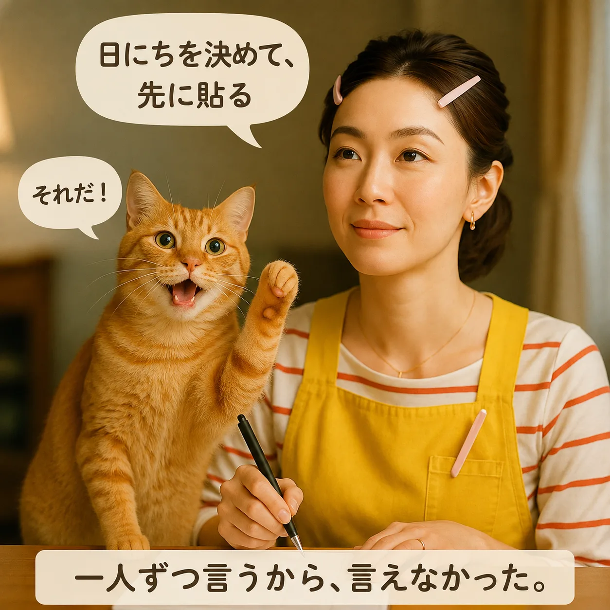 カレンダーに切り替え日を書き込むみさき