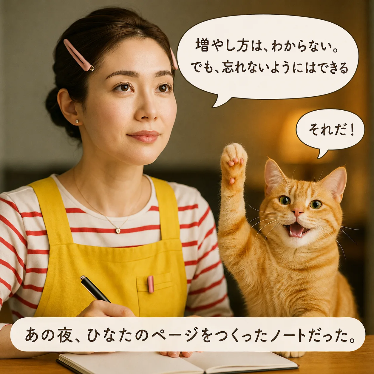 ノートの新しいページを開くみさき