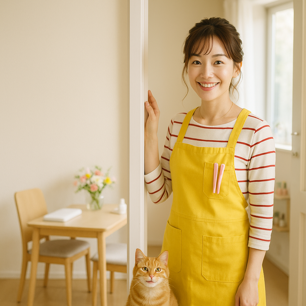 自宅の一室でネイルサロンをはじめたみさきと、相棒の猫あんず