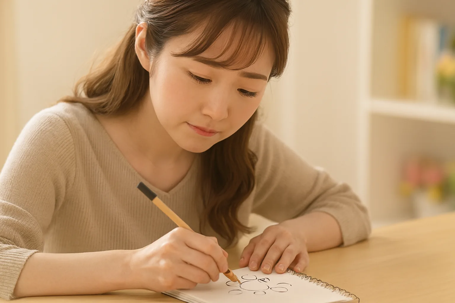個室の円卓を前に席次を考えているみさき