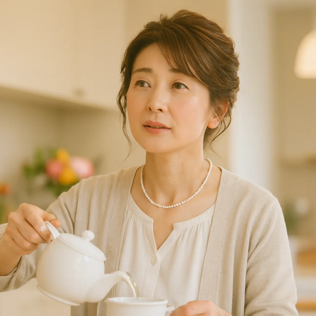 お茶を淹れながら昔の話をする母