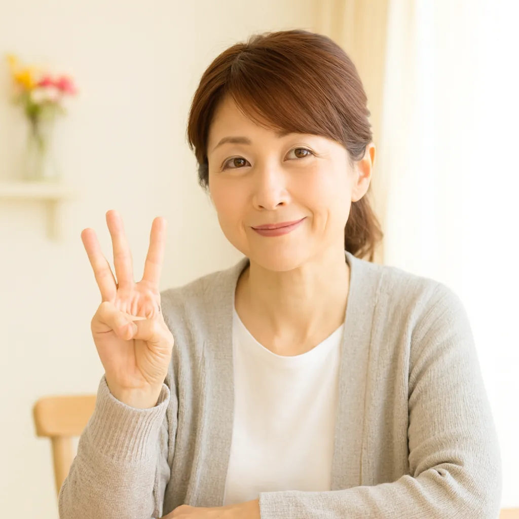 指を折りながら人数を数える母