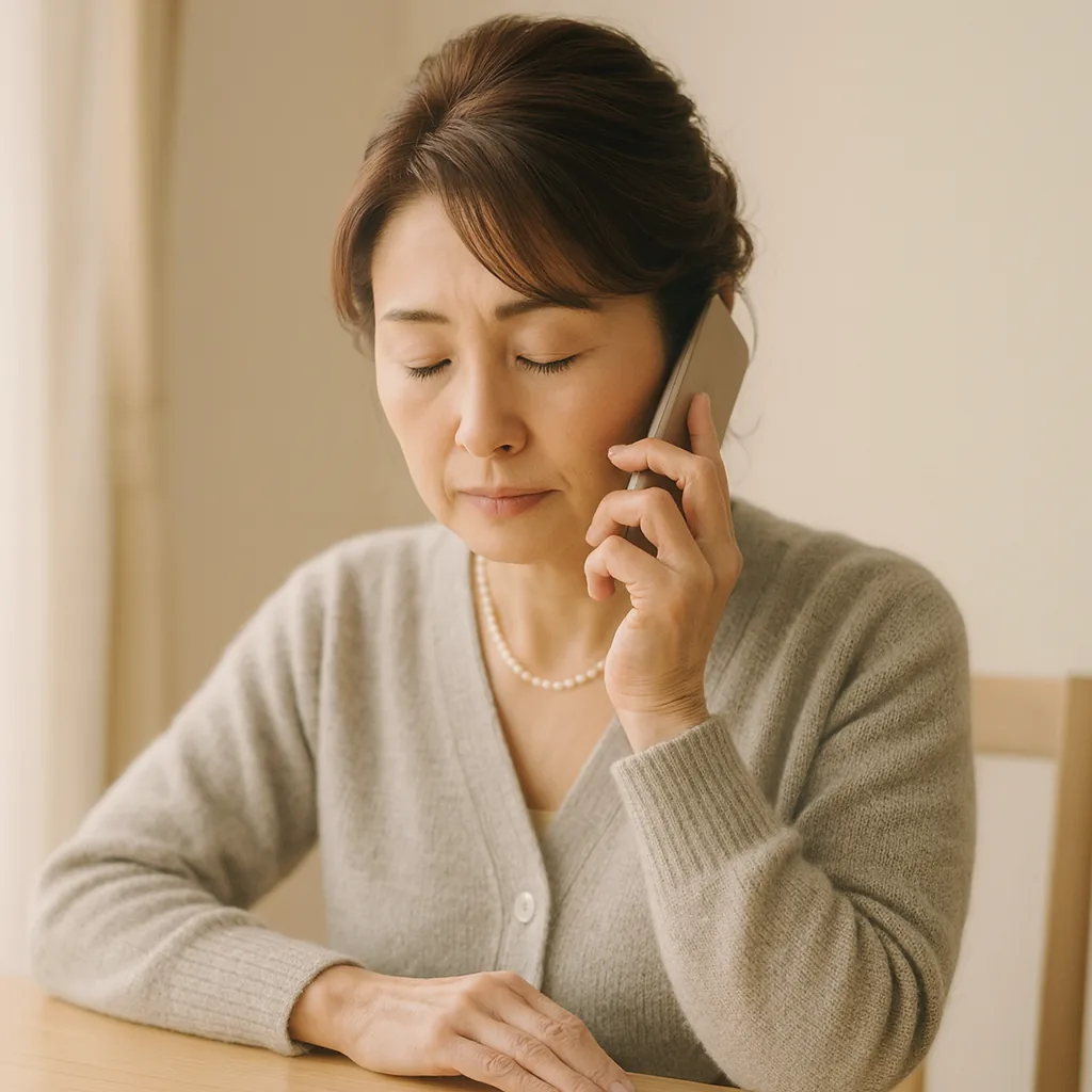 電話口で、静かに話す母