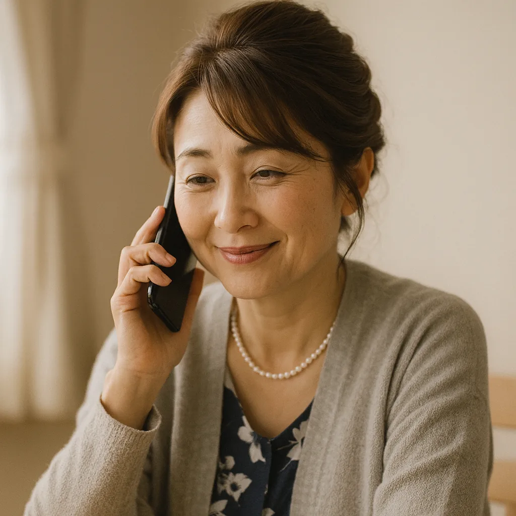 電話口で、楽しそうに話を聞いている母