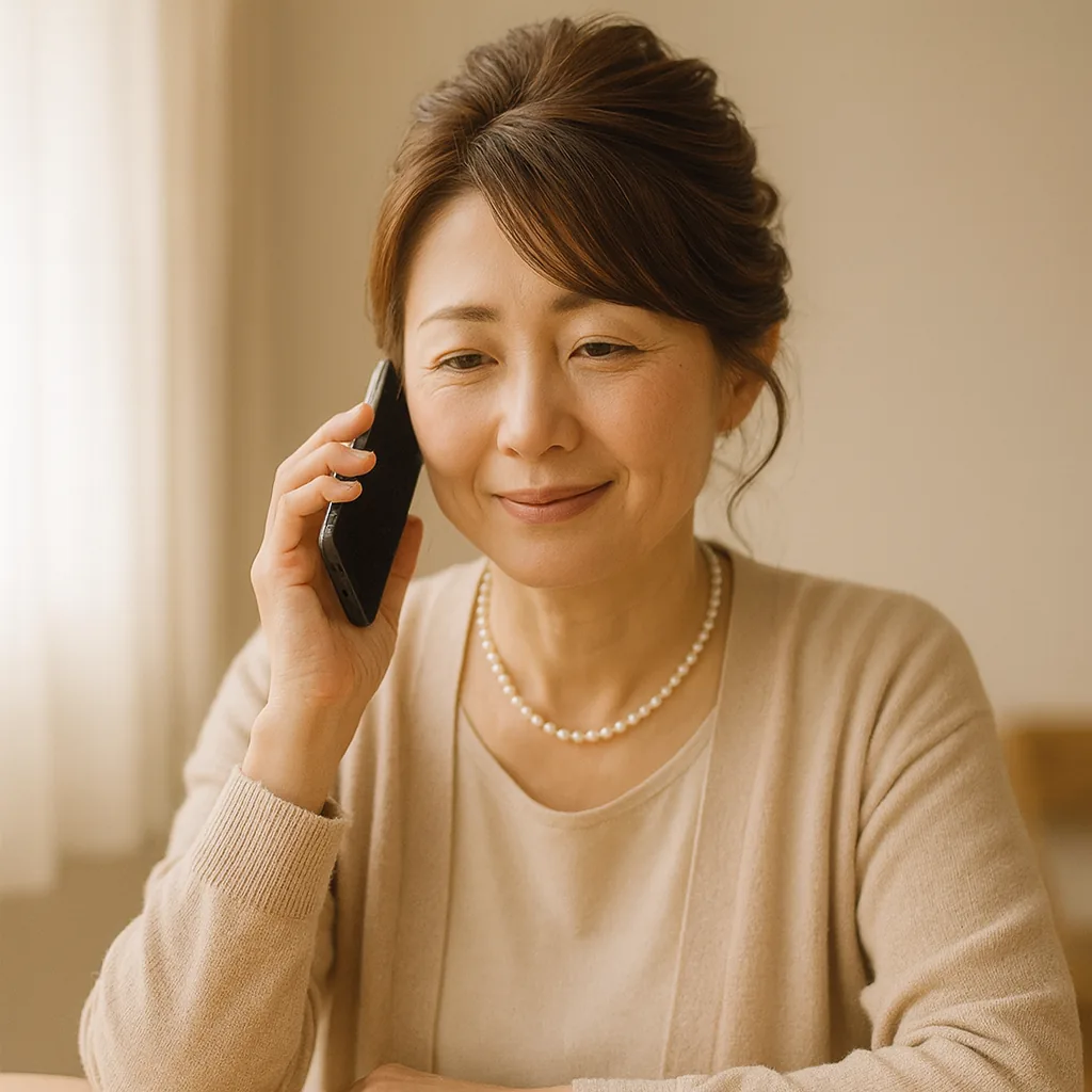電話口で、小さな心配ごとを聞くようにほほえむ母