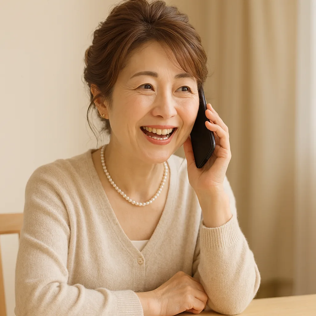 電話口で、明るく話している母