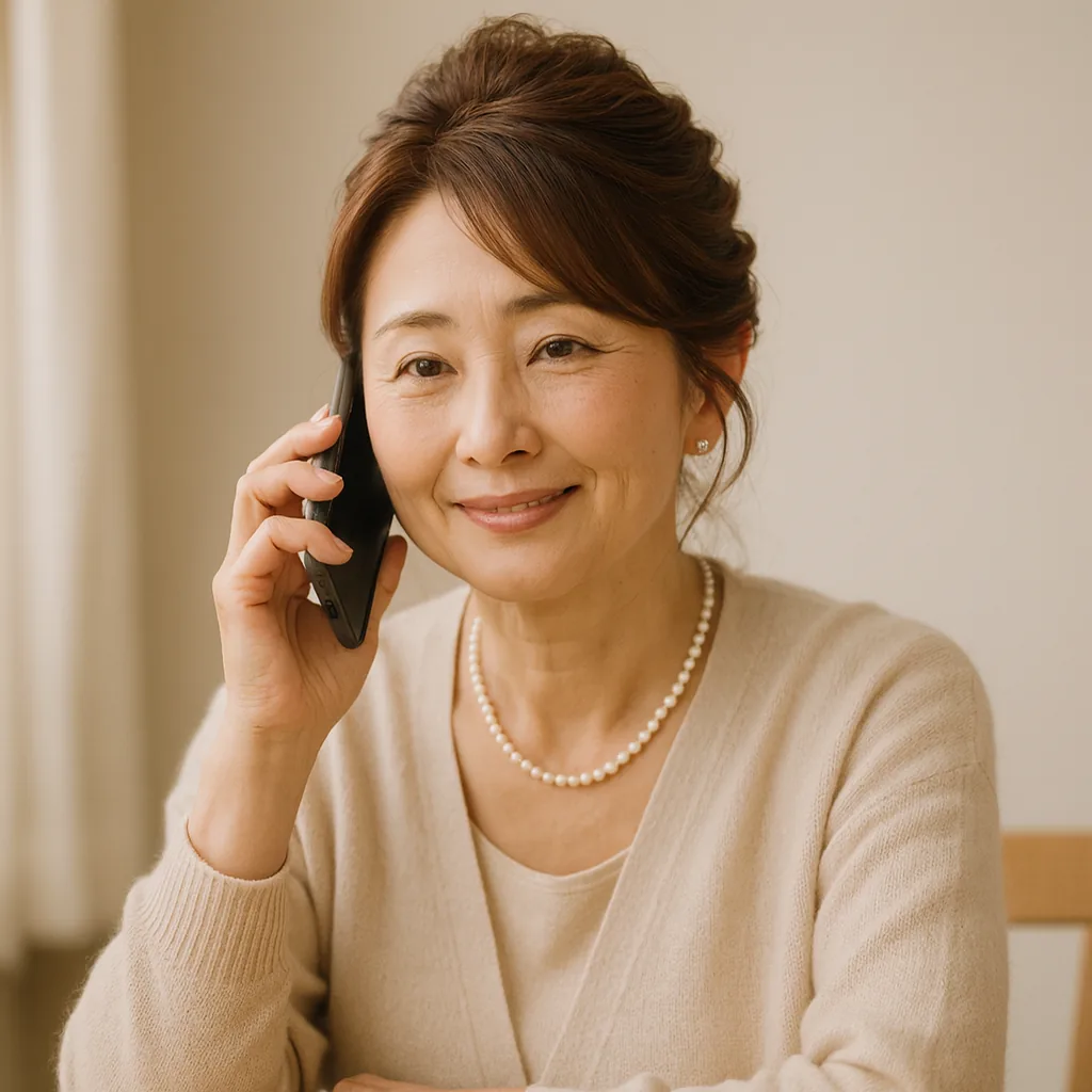 電話口で、分かっているという顔でほほえむ母