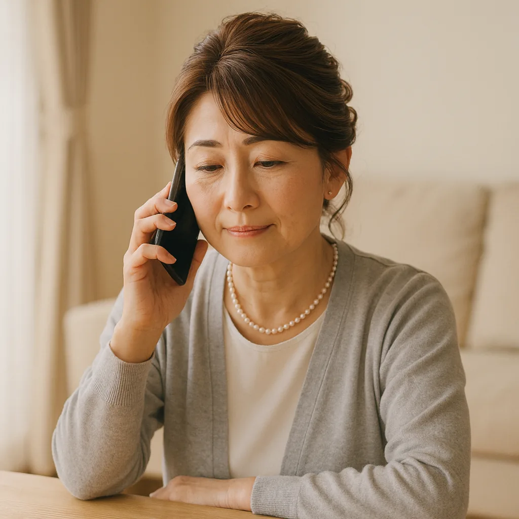 電話口で、何も言わずに耳をかたむけている母