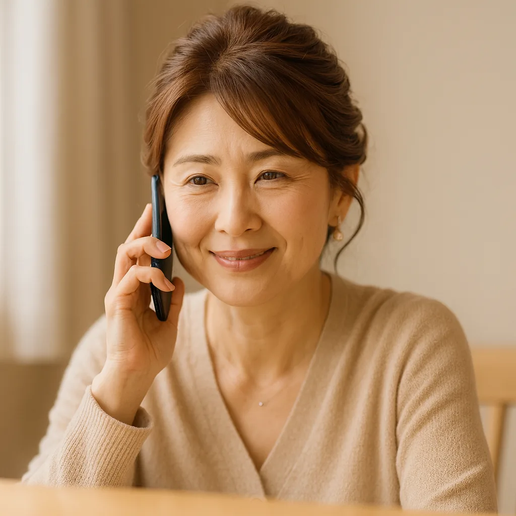 電話口で、少し目をうるませながらおだやかにほほえむ母