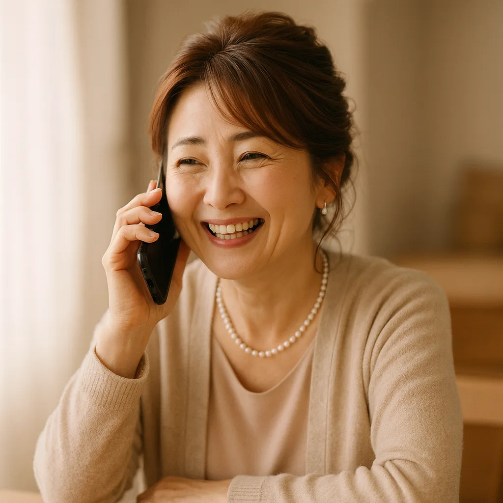 電話口で、目を細めて軽く笑っている母