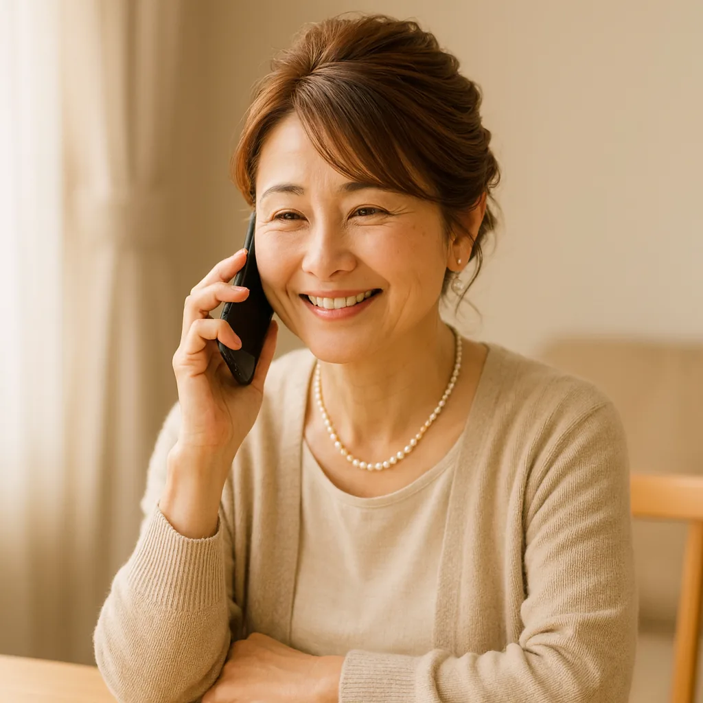 電話口で、引き受けるようにあたたかくほほえむ母