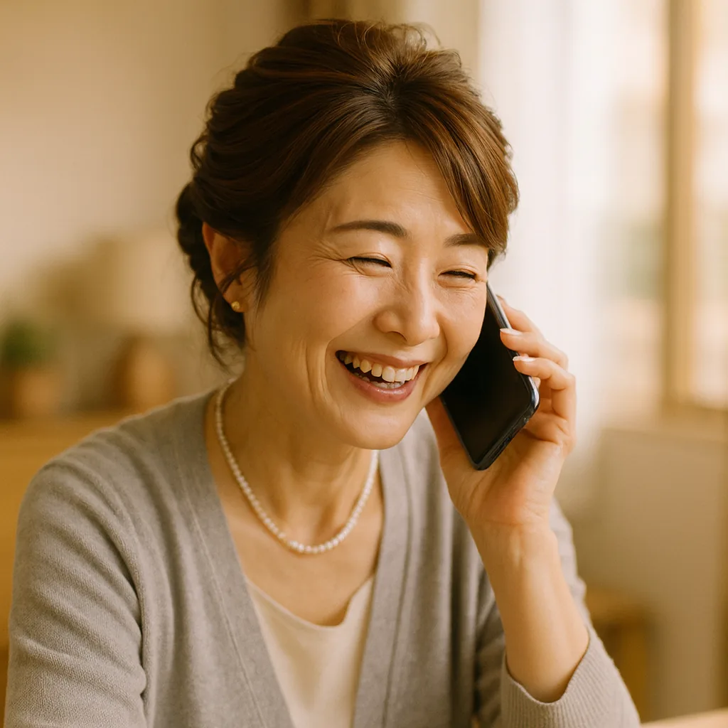 電話口で、目を開けたまま軽く笑っている母
